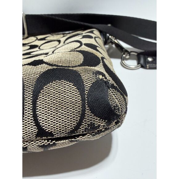 VTG Coach Purse Signature Stripe C Swingback Crossbody Bag Gray Black Zipper - Picture 5 of 12